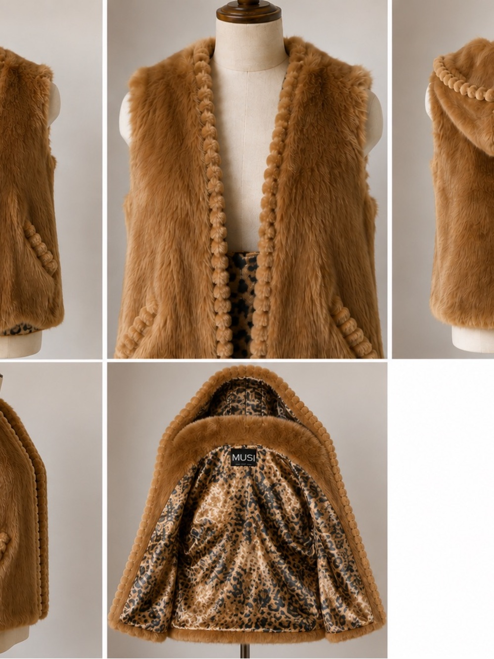 Musi beaver hooded vest. Pristine condition.